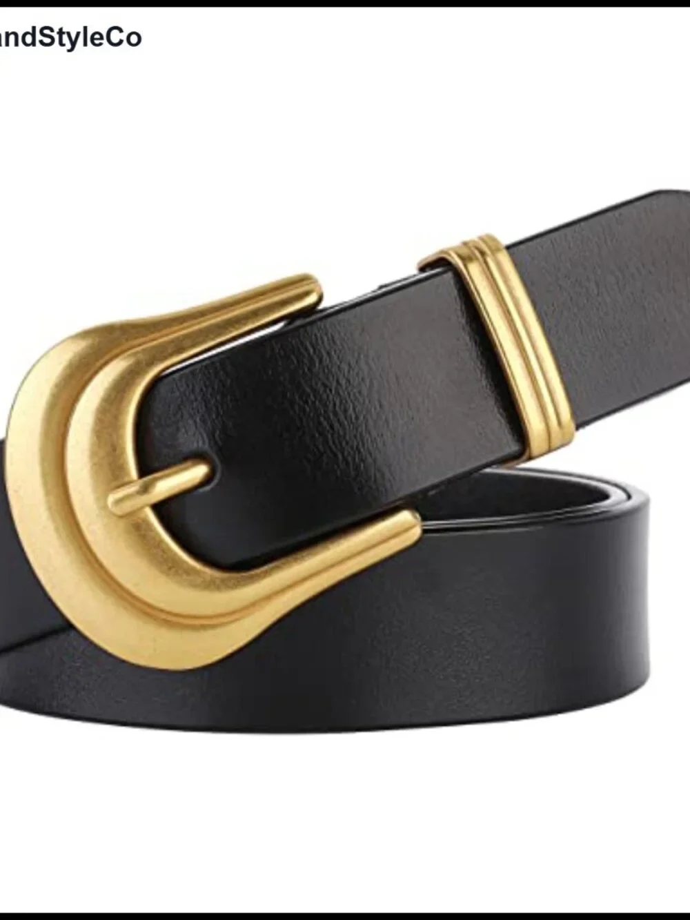 Women's Genuine Leather Belt Silver Gold Buckle Black Waist Jeans Accessory
